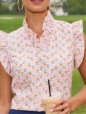 Avara Ginny Pink Floral Ruffle Top